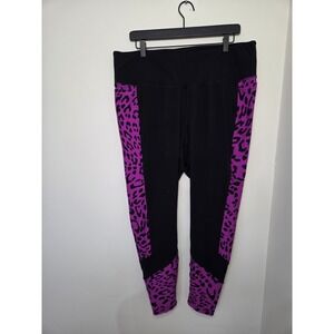 Livi Lane Bryant Purple Leopard‎ Print Wicking 7/8 Leggings Pockets 18/20